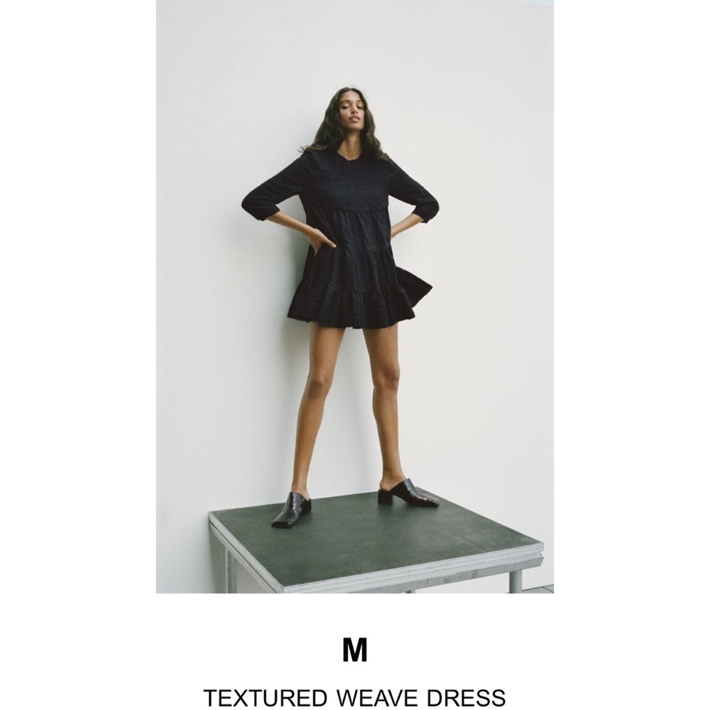 NWOT** BLOGGERS FAVORITE ZARA Black Textured Weave Dress